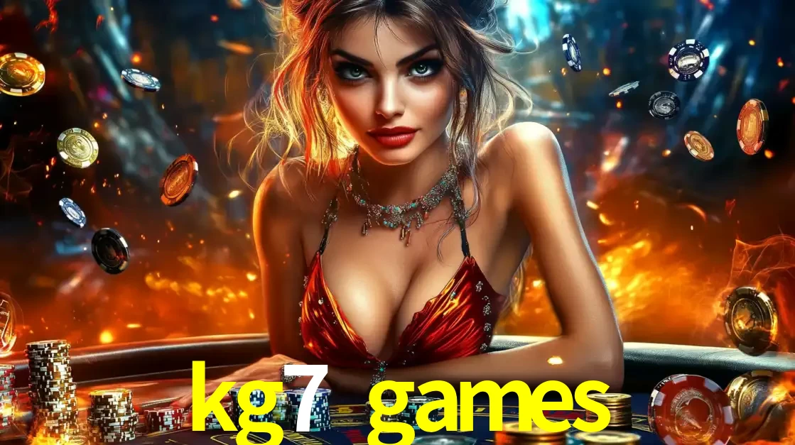 Mulher em uma mesa de cassino com pilhas de fichas e um fundo de fogo, pronta para uma rodada de altas apostas nos jogos de mesa emocionantes do cassino kg7 games.