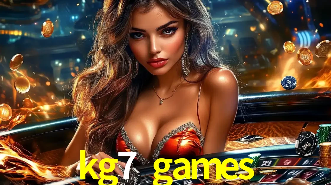 Mulher glamourosa em uma mesa de roleta com um fundo de chamas e moedas voadoras, pronta para fazer sua aposta e ganhar grandes prêmios no cassino ao vivo kg7 games.